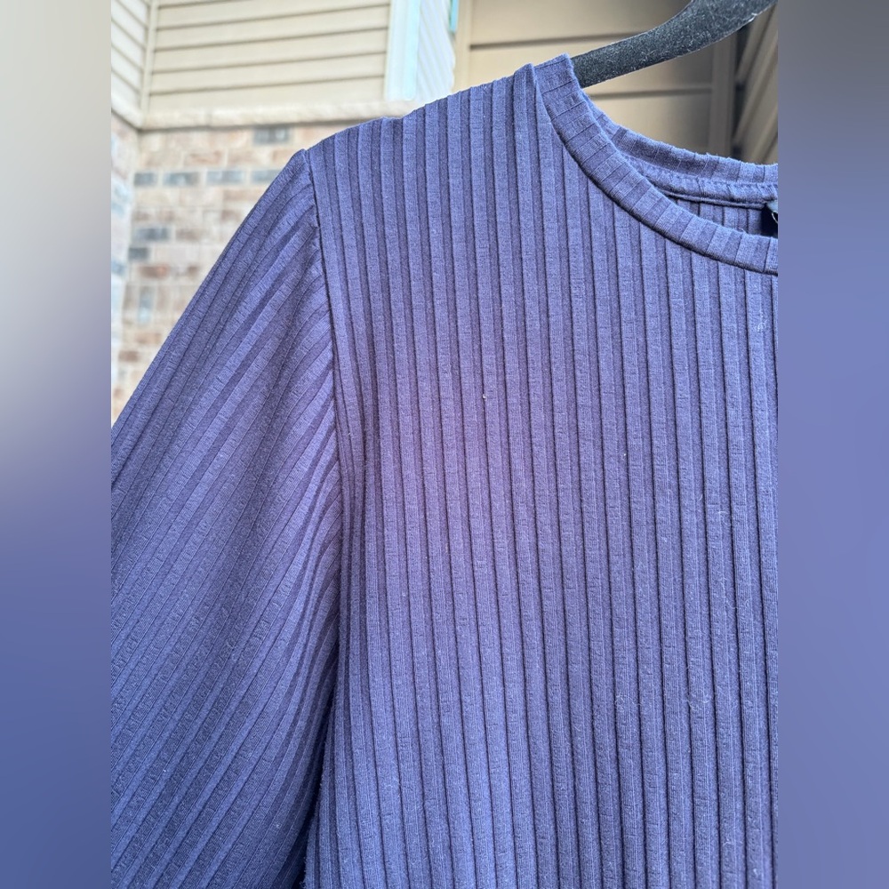 🆕 Eileen Fisher Ribbed Top Size M Dark Navy Stretch Minimalist Chic Office Work - Picture 11 of 16